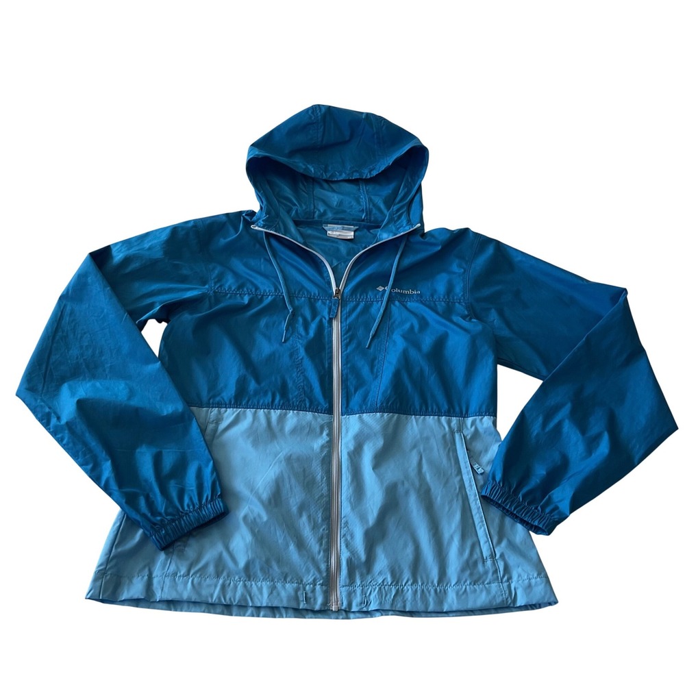 Columbia Women Colorblock Hooded Zip Up Lightweight Jacket Blue XS
